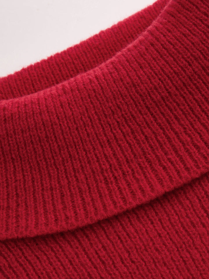 Fold‑Over Off‑Shoulder Long Sleeve Sweater