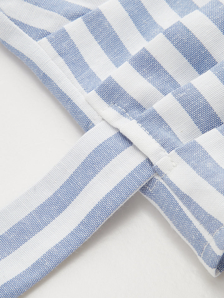 Striped Wrap Tie Waist Cropped Shirt