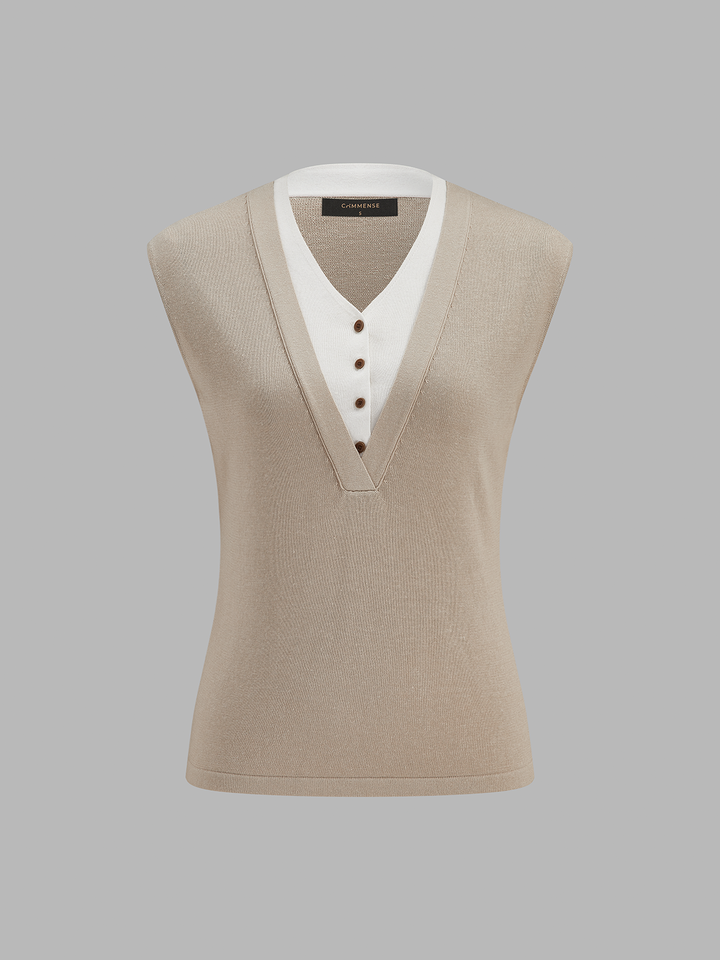 Fake Two Piece Knit Vest