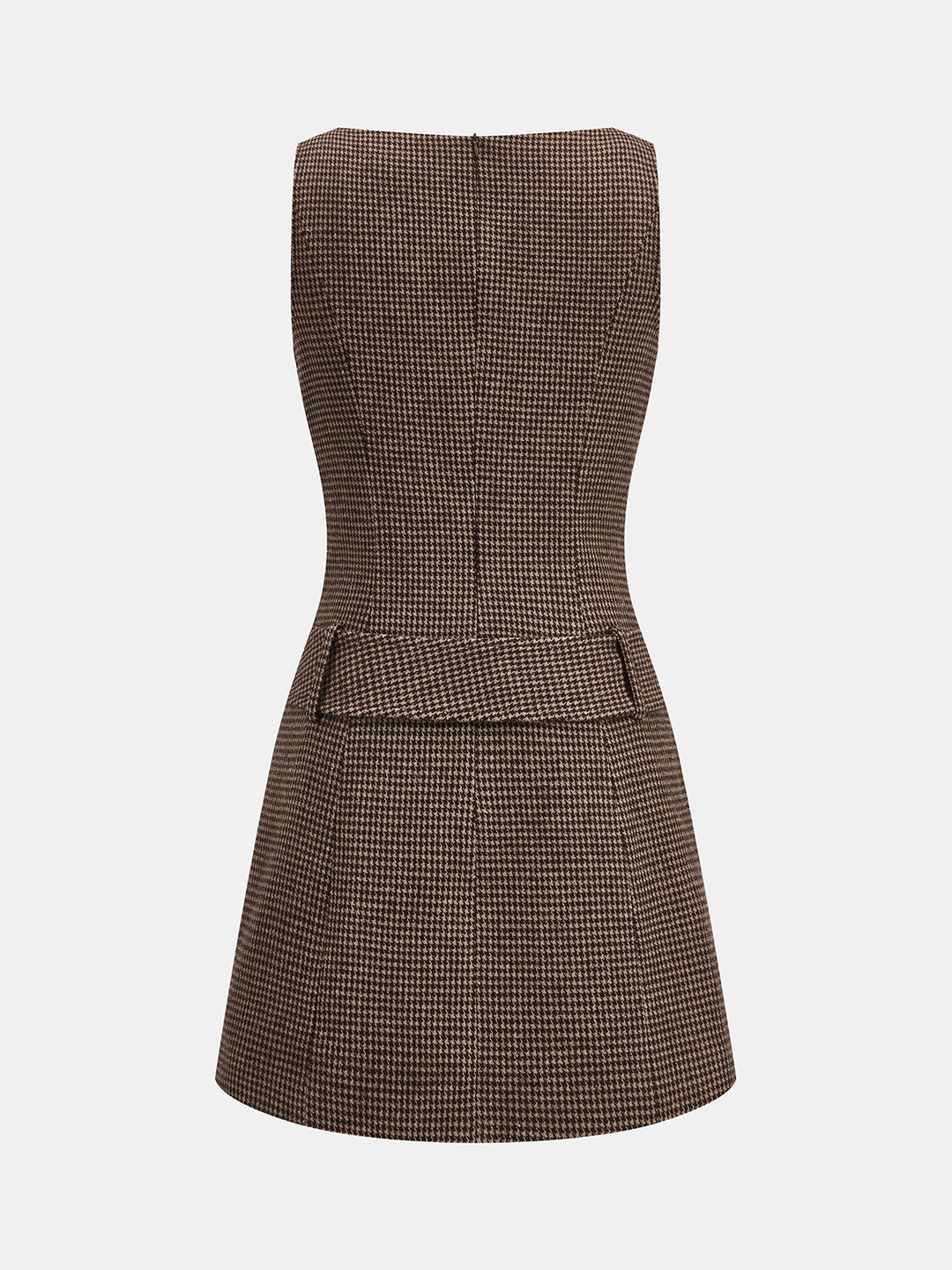 Houndstooth Sleeveless Belted Mini Dress