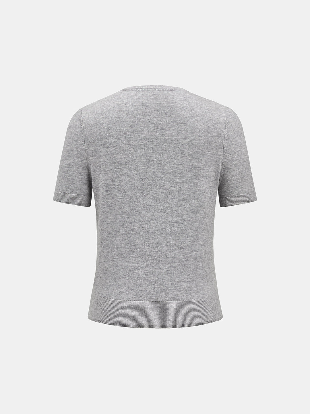 Lace Trim V‑Neck Short Sleeve Sweater