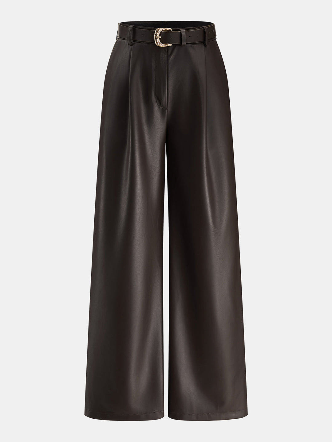 Faux Leather Two‑Piece Belted Pants Set