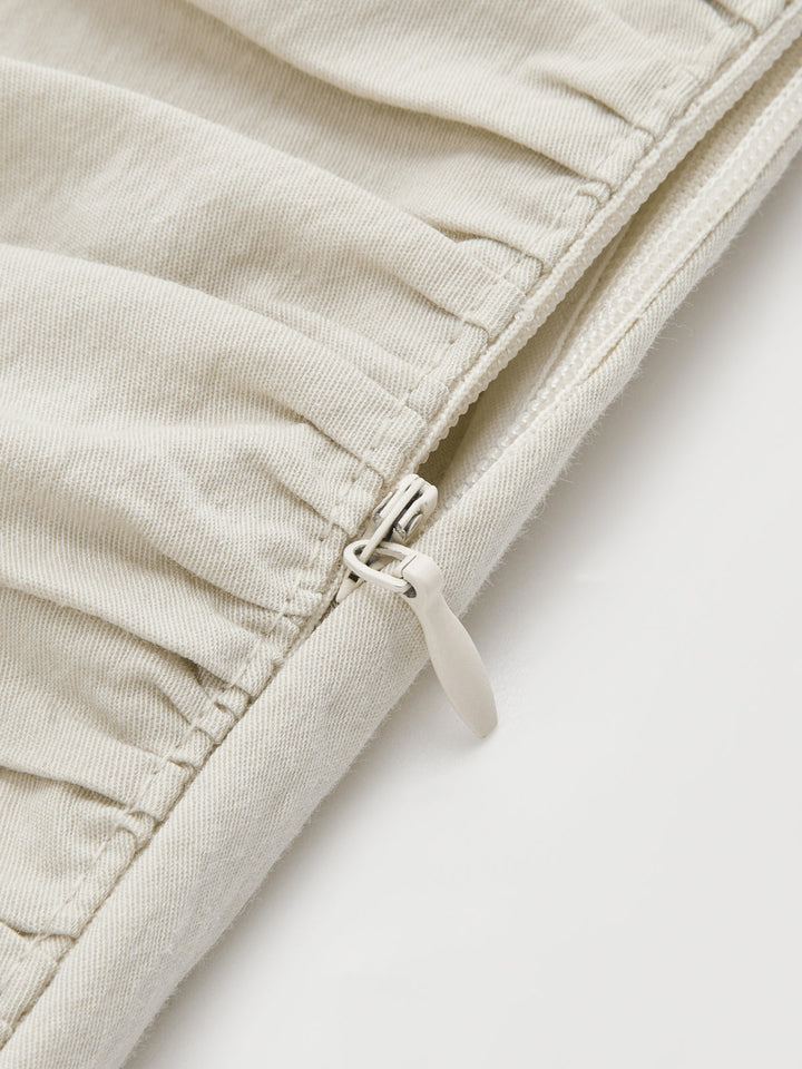 Collared Ruched Waist Midi Shirt Dress