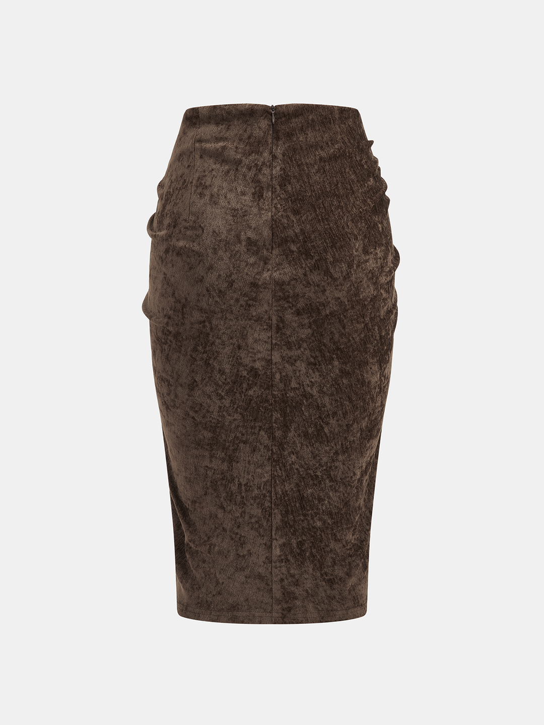 Metal Buckle Ruched Velvet Bodycon Skirt