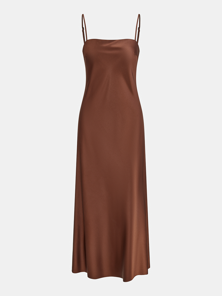 Mesh Cape Overlay Satin Slip Dress