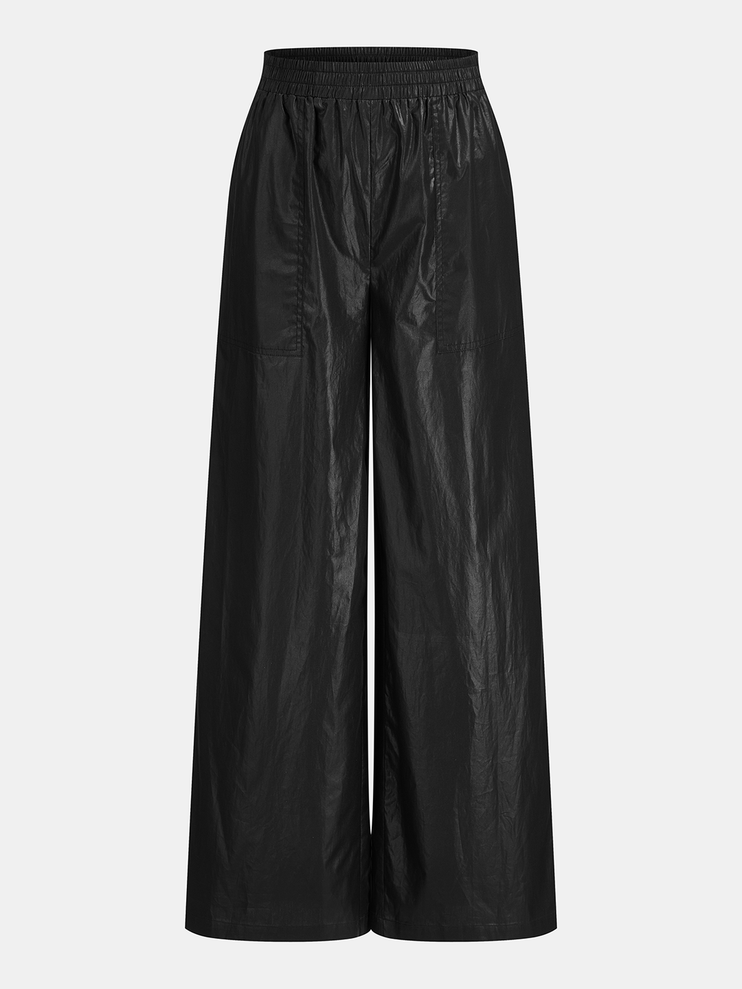 Glossy Fabric Drawstring Waist Two‑Piece Outfit