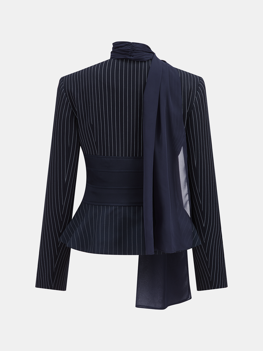 Scarf Collar Pinstripe Blazer