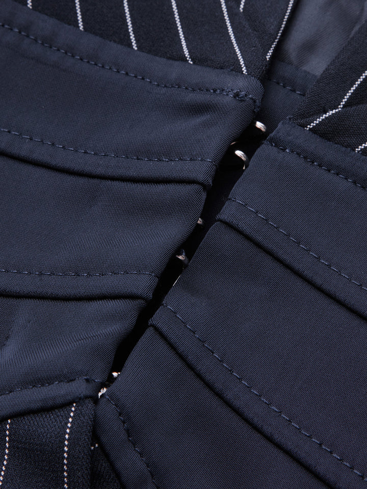 Scarf Collar Pinstripe Blazer