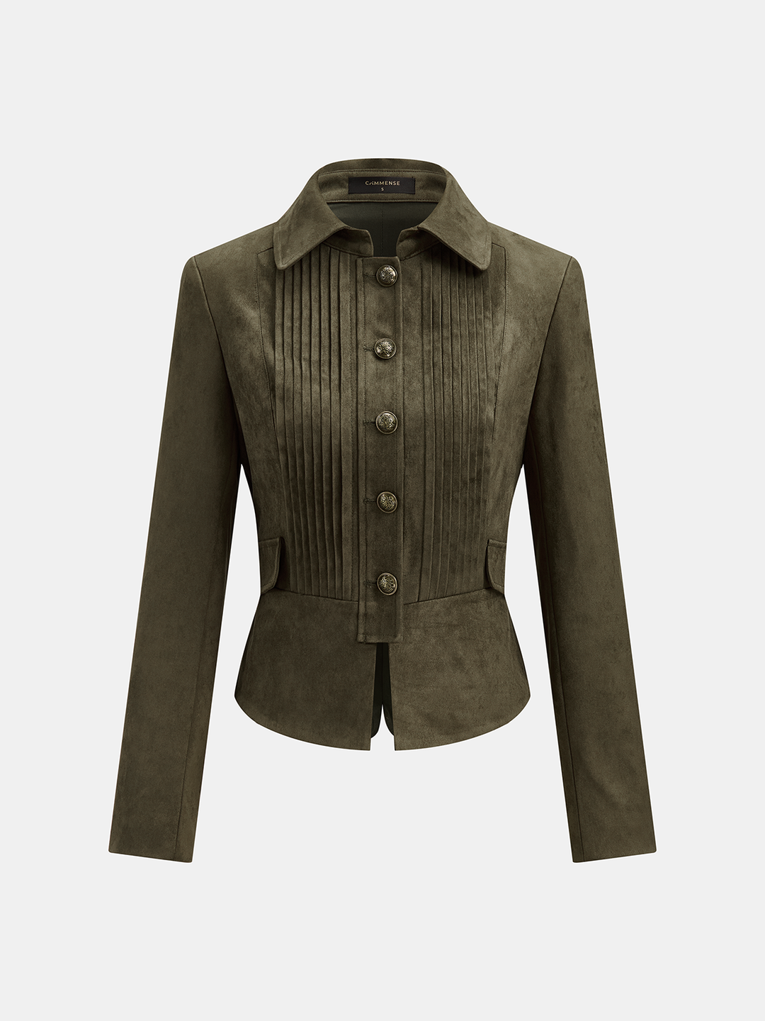 Pleated Suede Effect Cropped Jacket