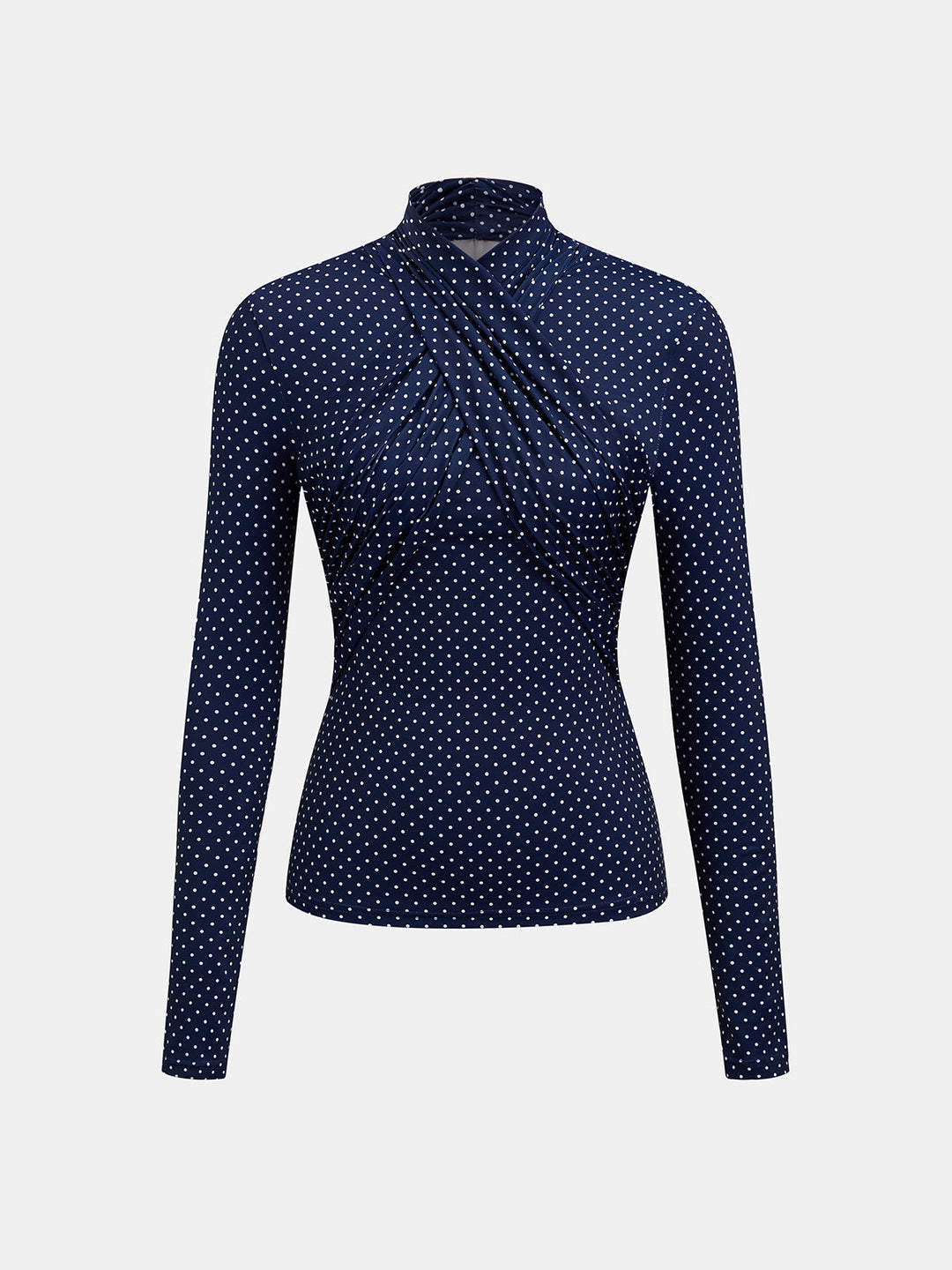 Fitted Polka Dot Criss‑Cross Neck Top