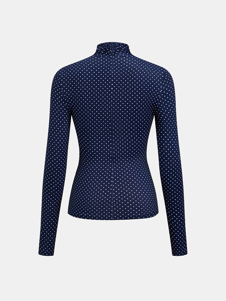 Fitted Polka Dot Criss‑Cross Neck Top