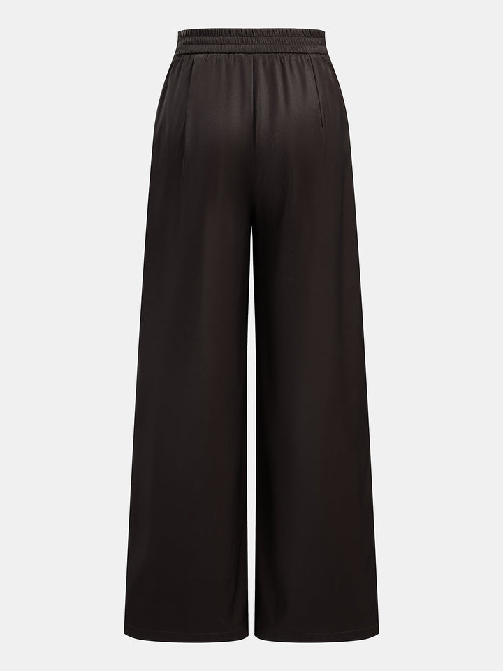 Floral Print Satin Wide Leg Pants