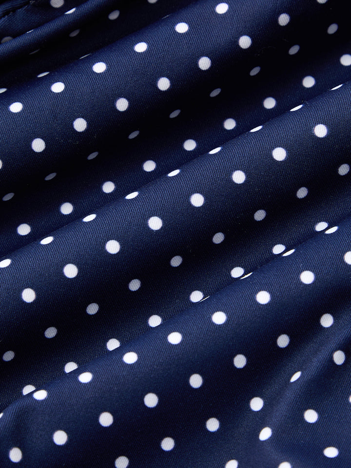 Fitted Polka Dot Criss‑Cross Neck Top