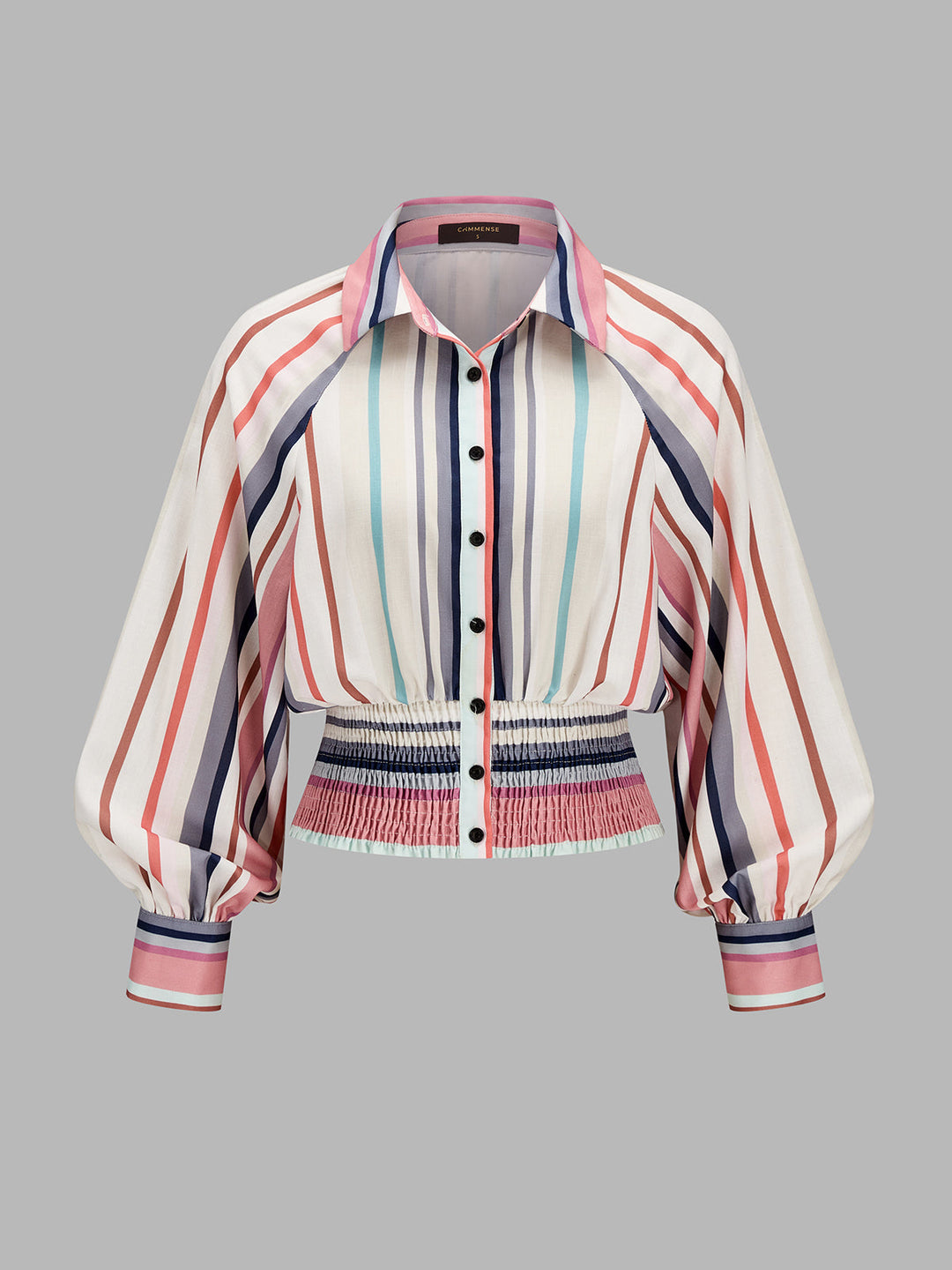 Colorful Stripe Smocked Waist Blouse