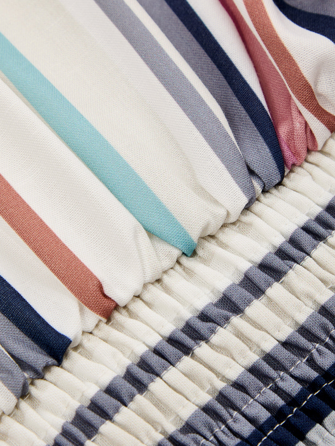 Colorful Stripe Smocked Waist Blouse