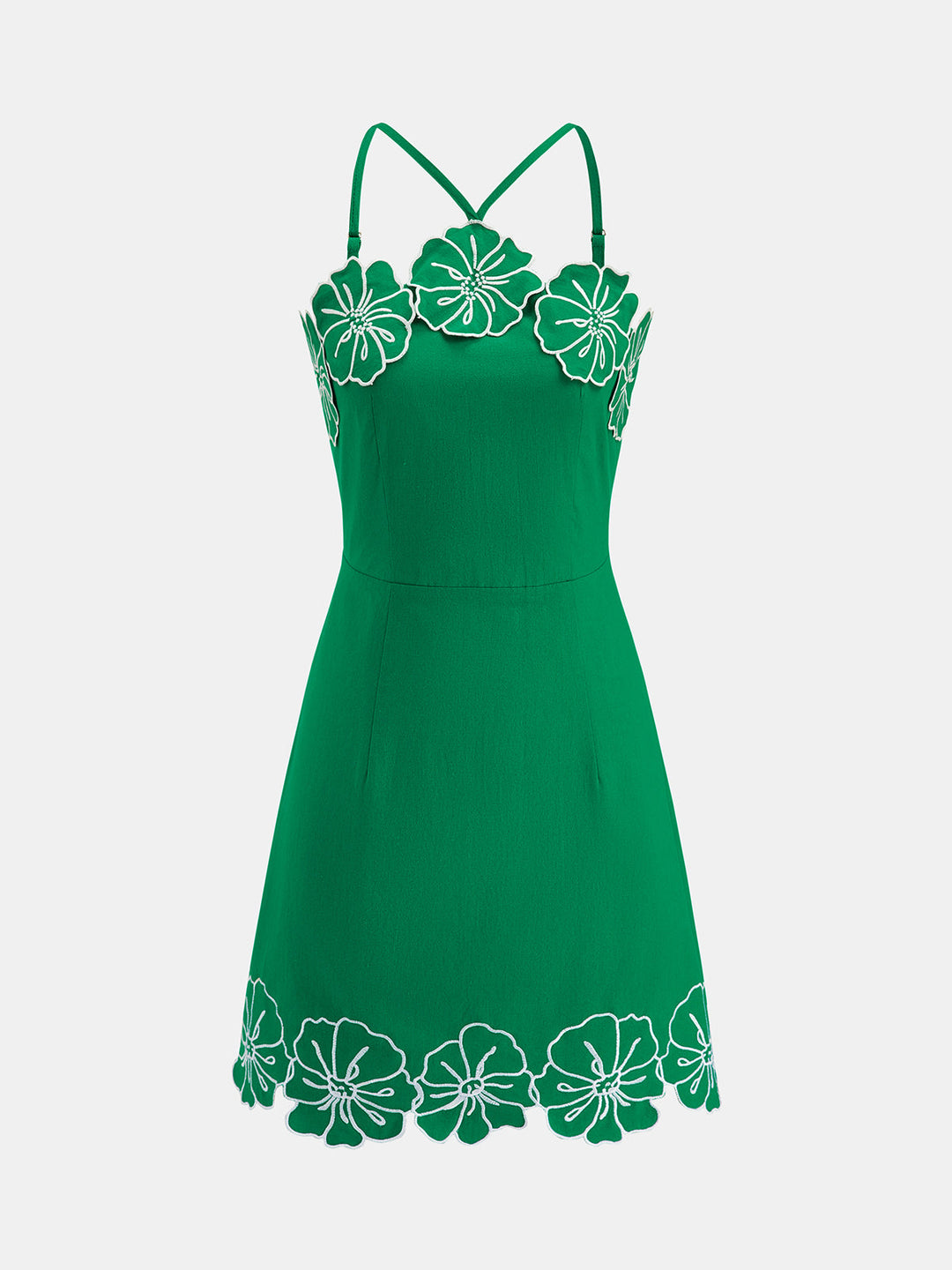 Cotton Floral Embroidered Cami Mini Dress
