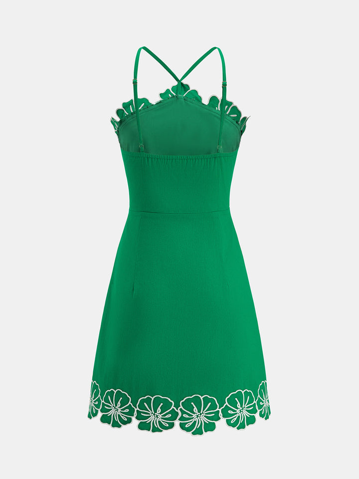 Cotton Floral Embroidered Cami Mini Dress