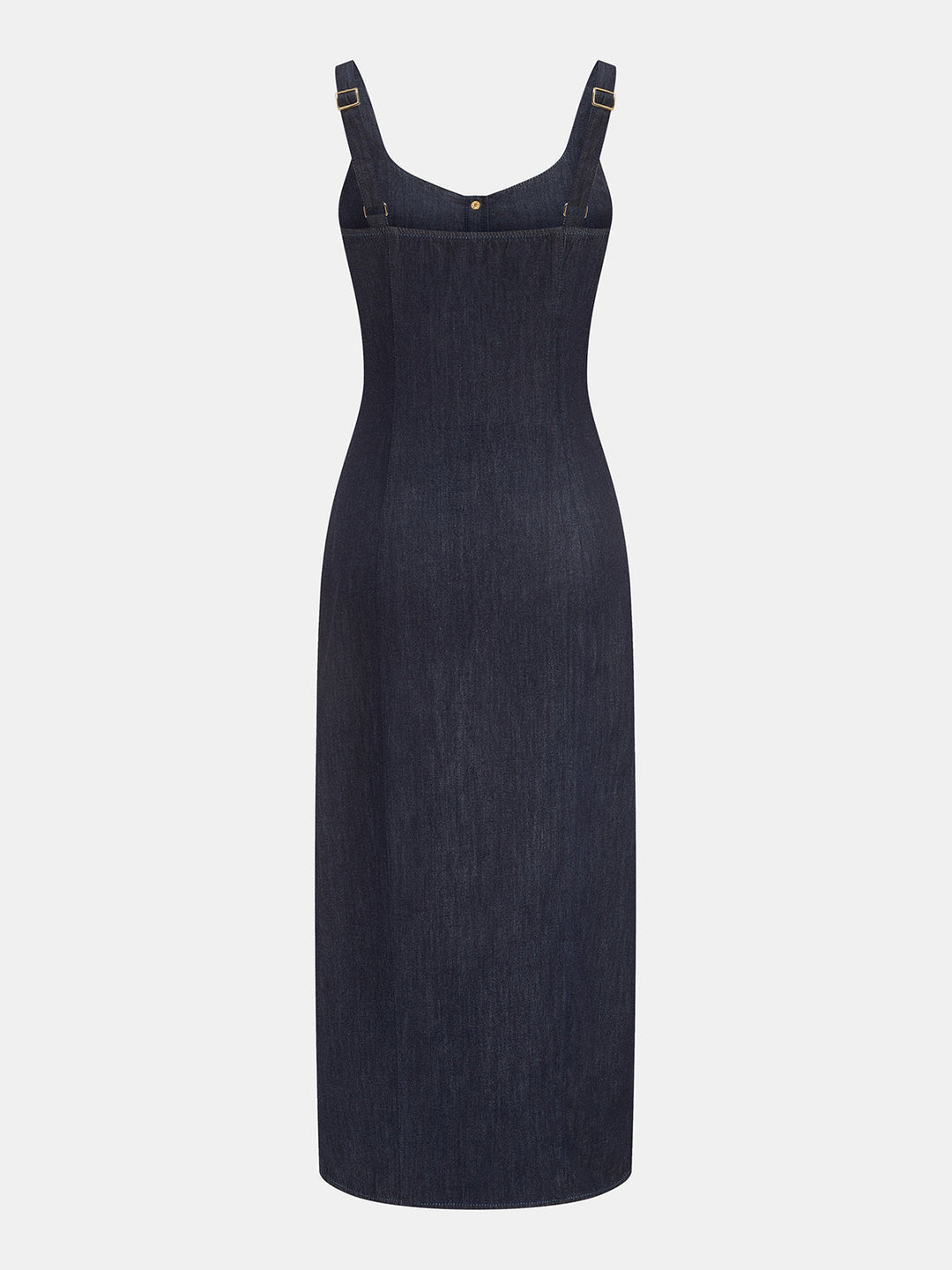 Button Front Denim Midi Dress