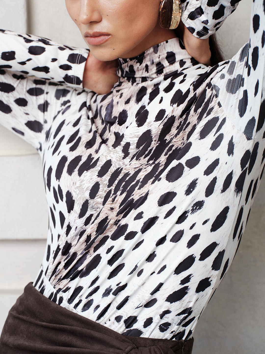 Leopard Print Mock Neck Bodysuit