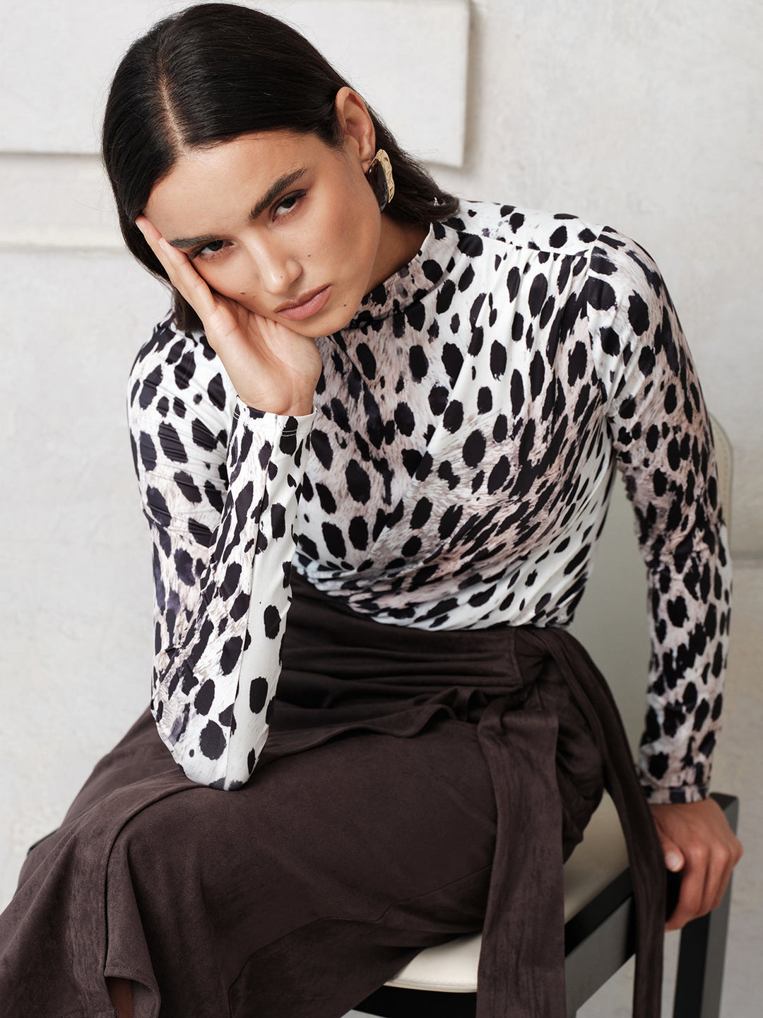 Leopard Print Mock Neck Bodysuit