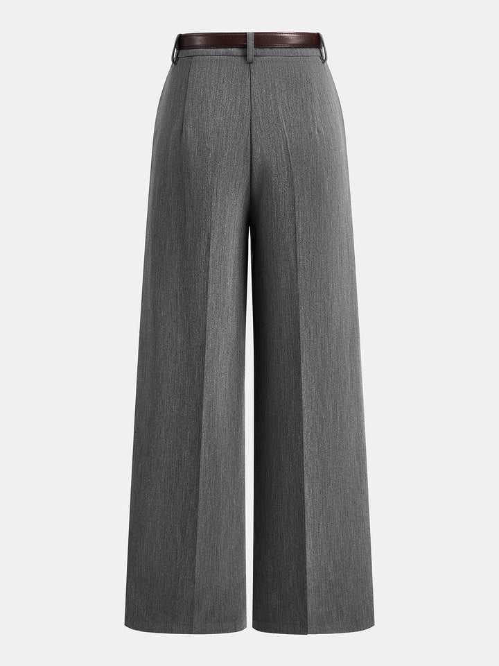 Tailored Pleated Belted Wide Leg Pants