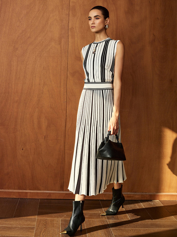 Striped Knit Two‑Piece Maxi Skirt Set