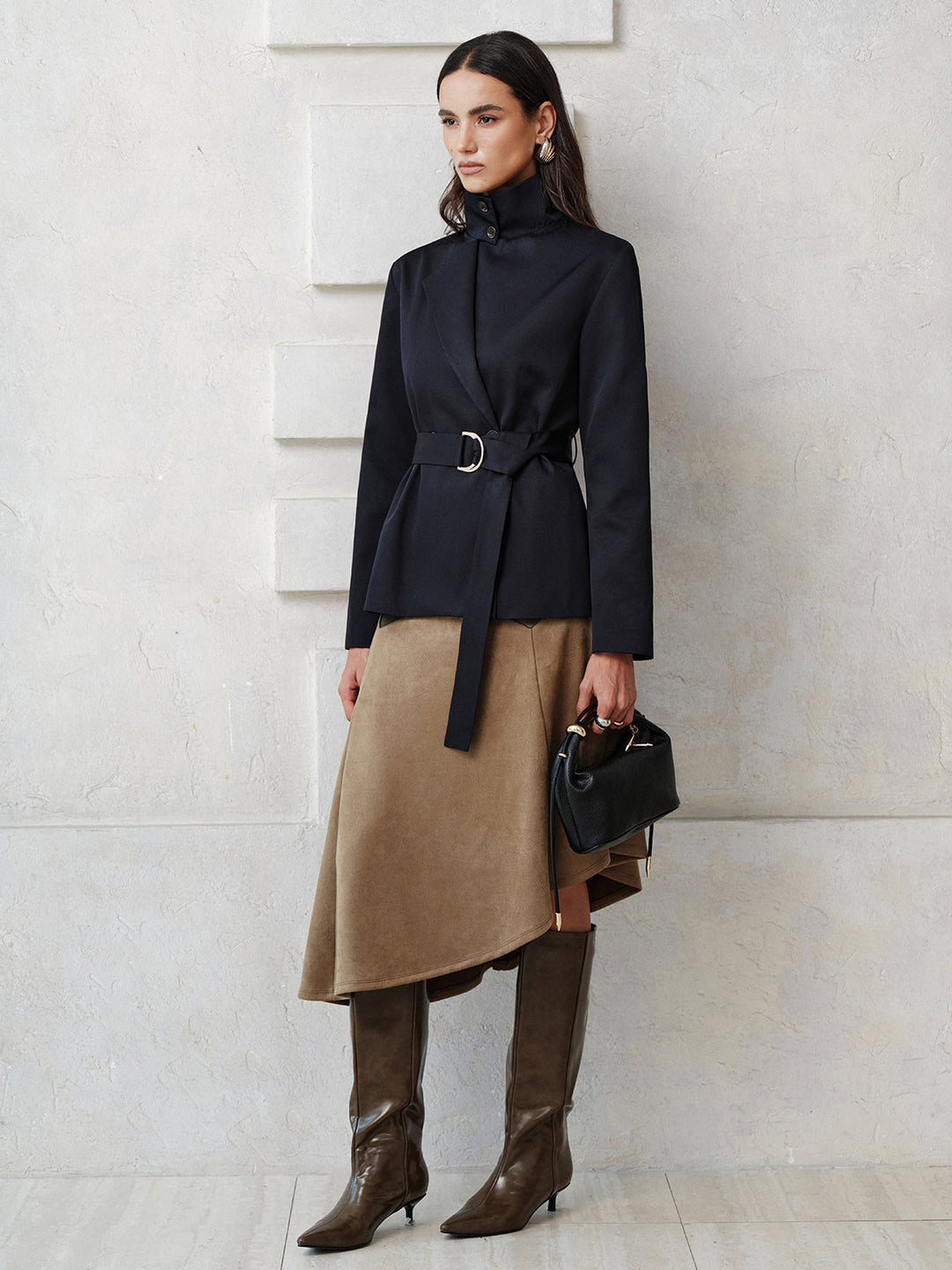 Reversible Collar Belted Trench Coat