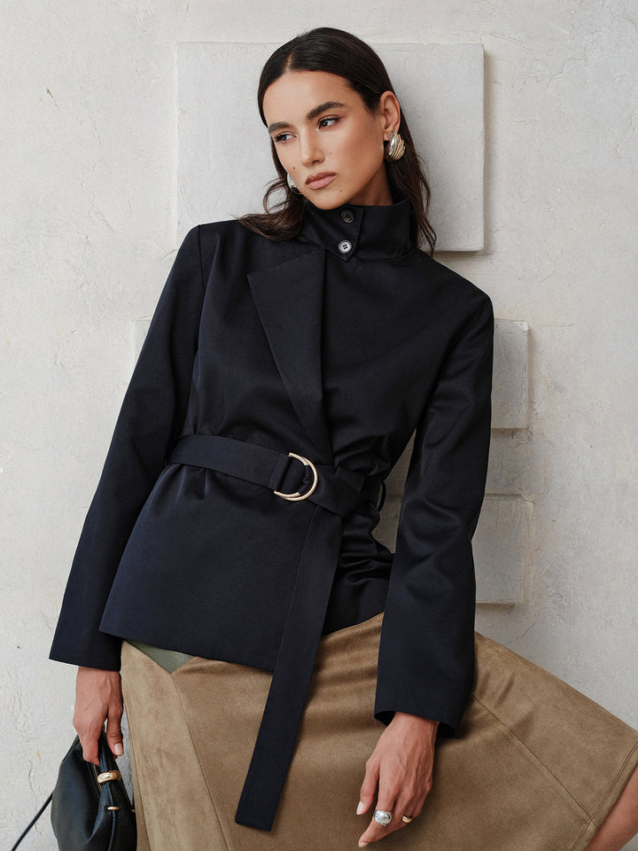 Reversible Collar Belted Trench Coat