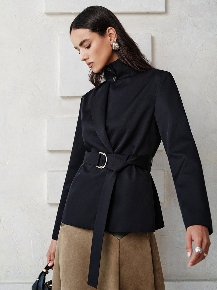 Reversible Collar Belted Trench Coat