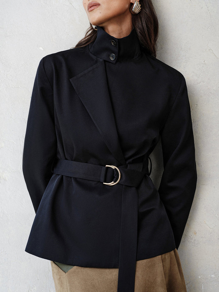Reversible Collar Belted Trench Coat
