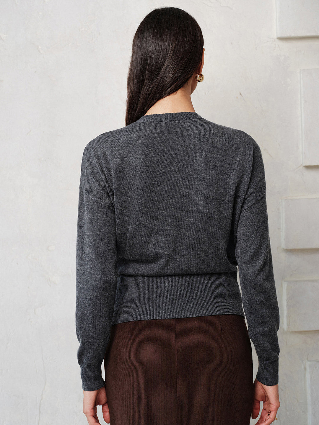 Button Detail Wrap‑Front Integrated Knit Top