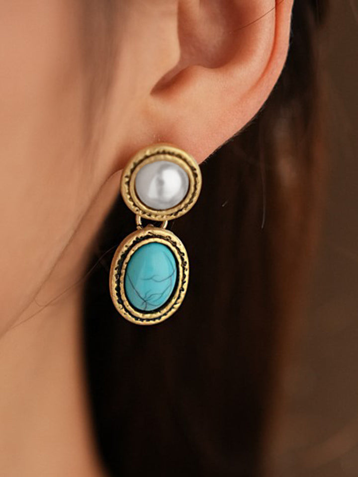 Vintage Pearl Oval Dangle Earrings