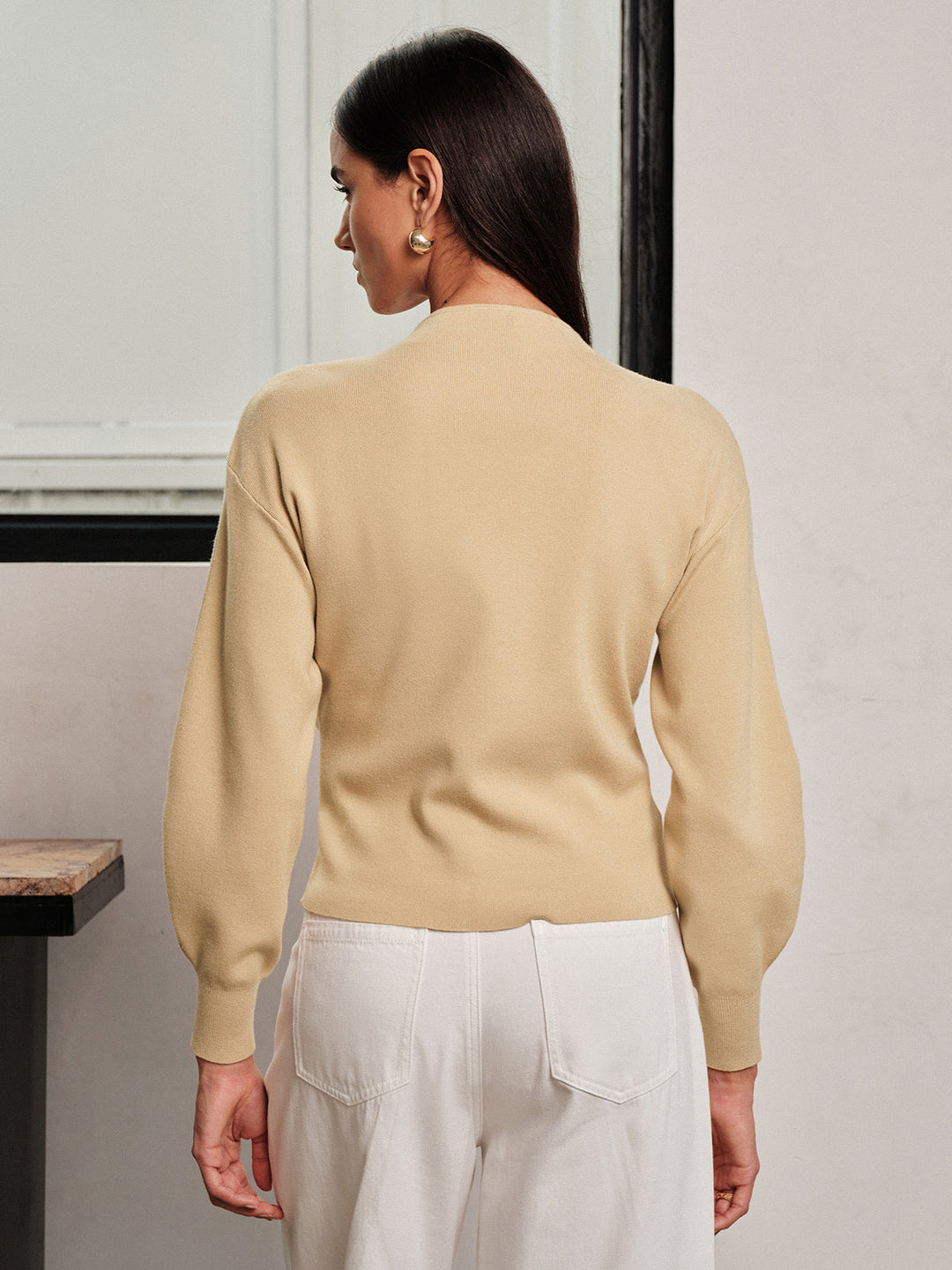 Tie‑Front Integrated Wrap Knit Top