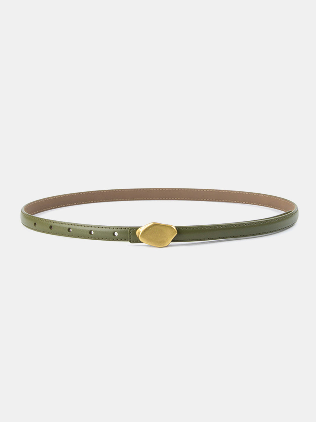 Irregular Buckle Slim Leather Belt