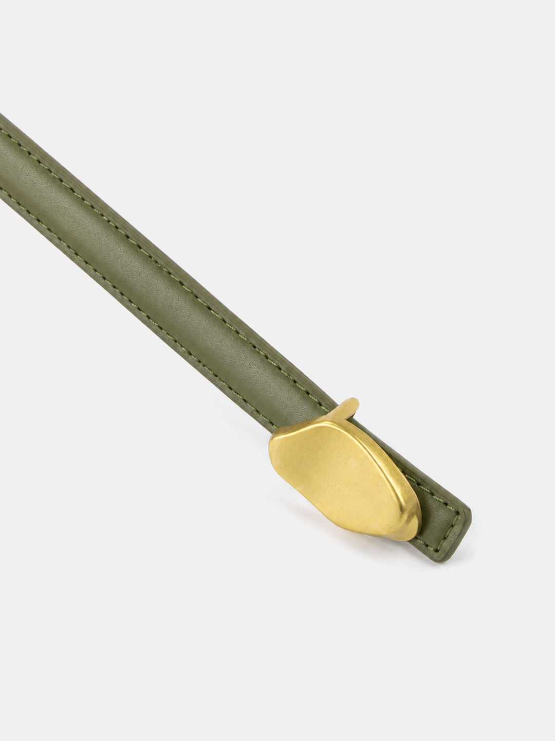 Irregular Buckle Slim Leather Belt