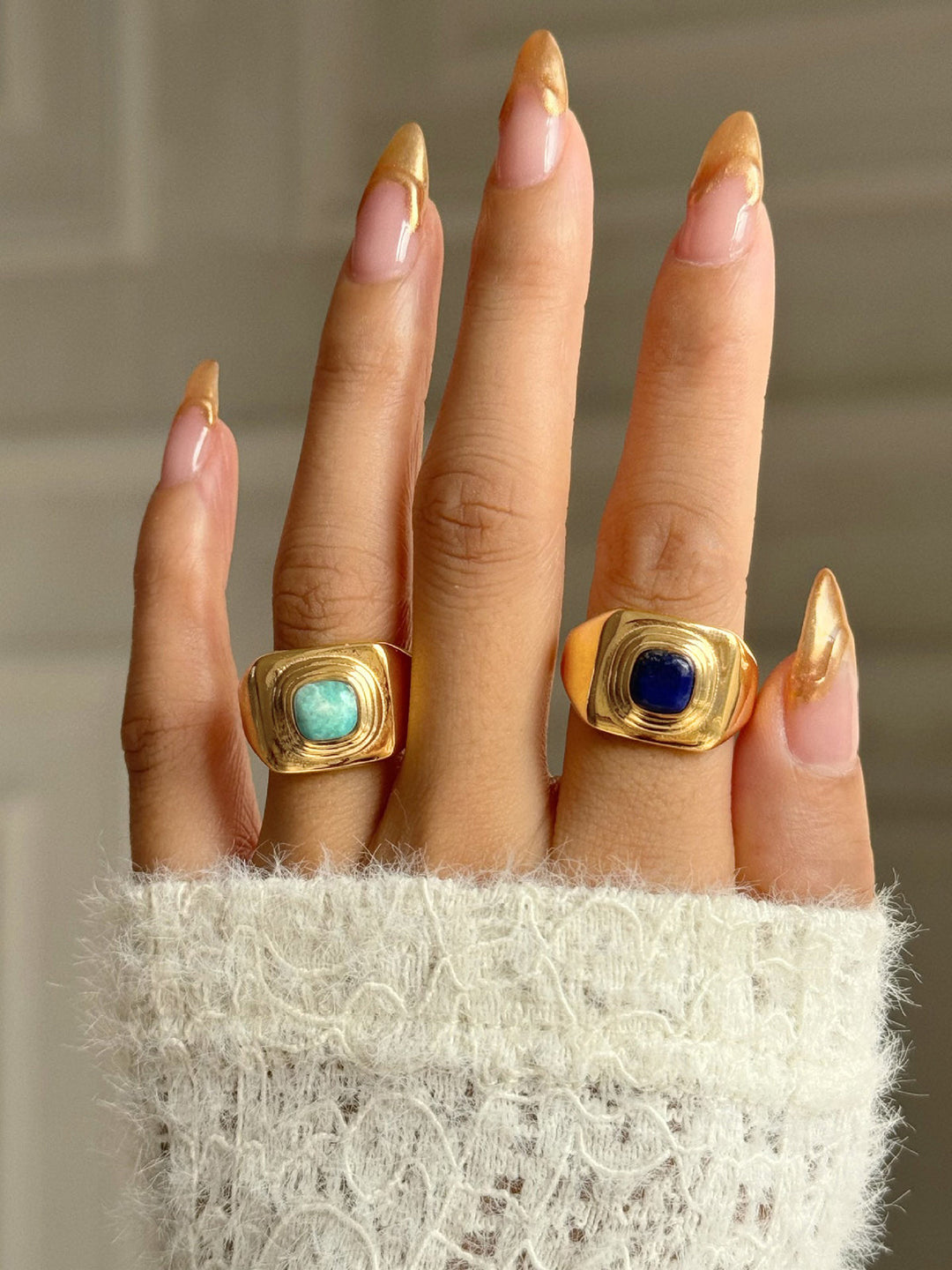Vintage Square Gemstone Statement Ring