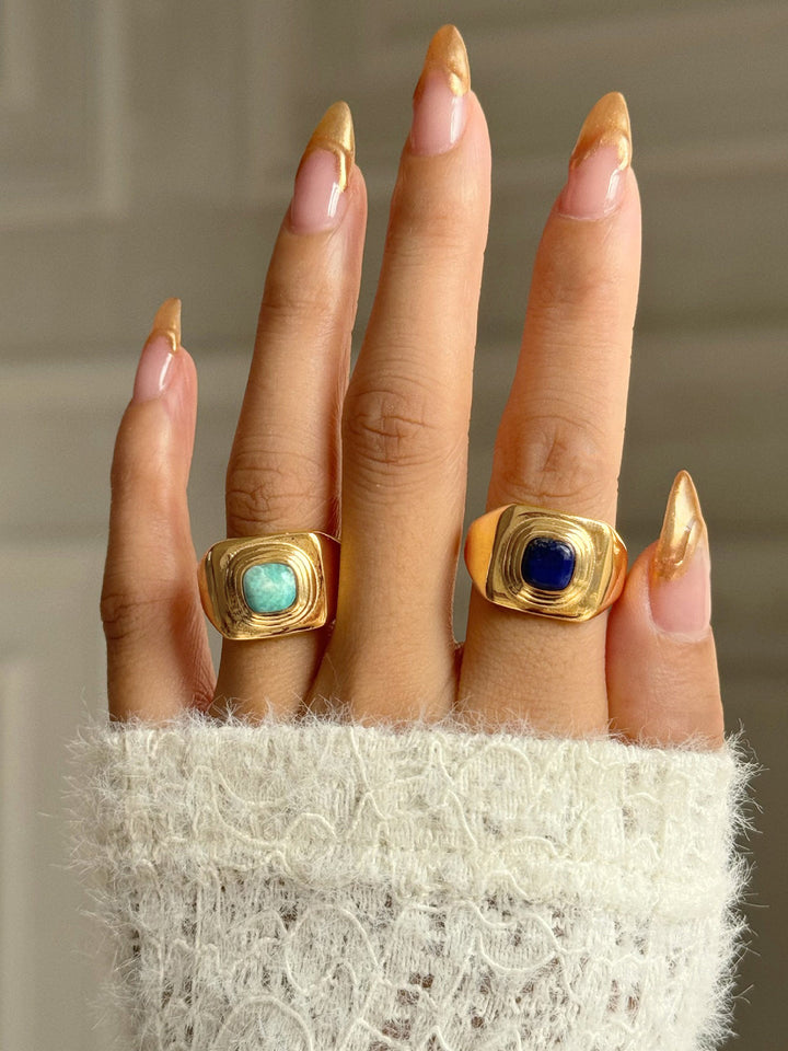 Vintage Square Gemstone Statement Ring