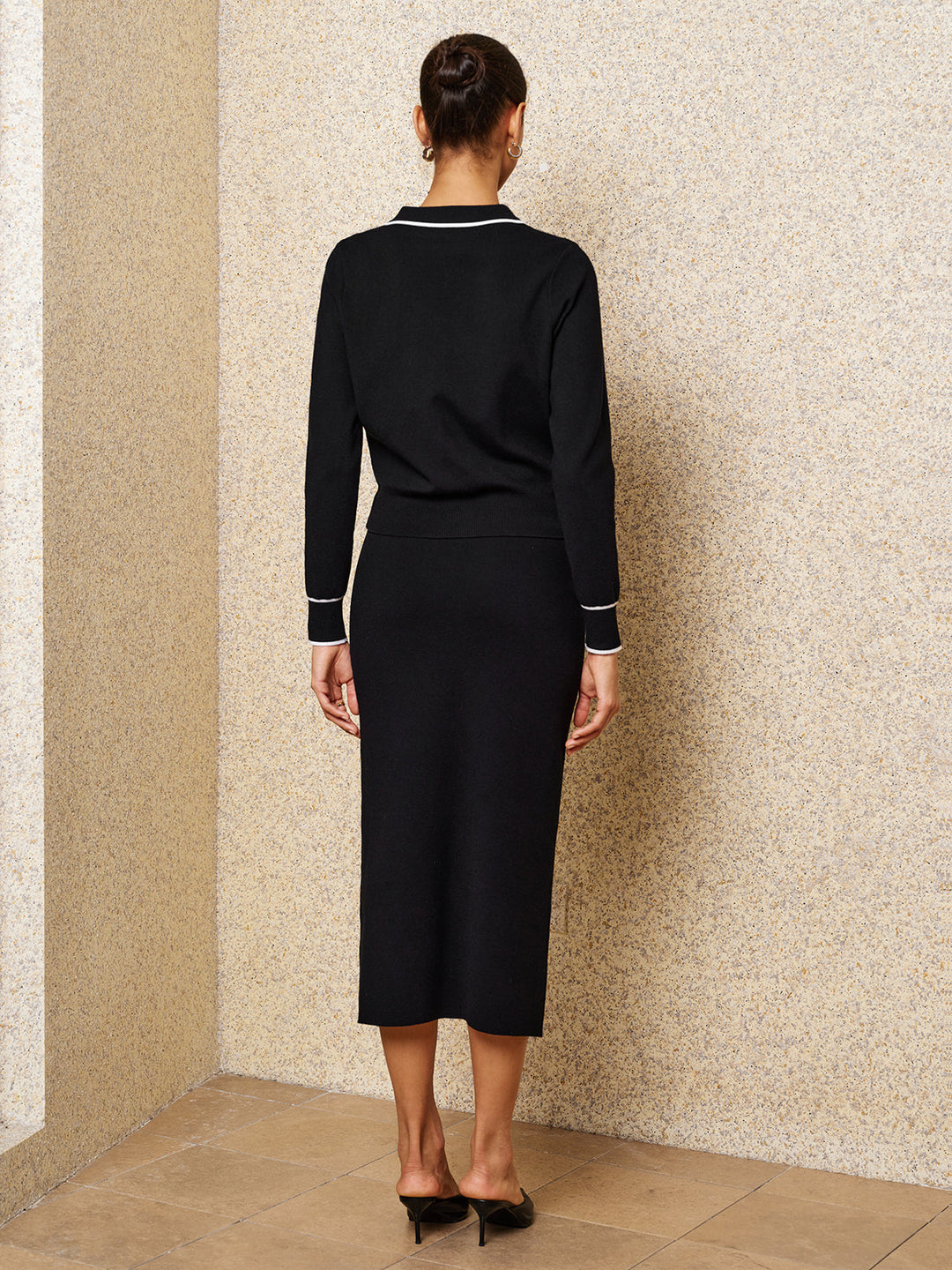 Contrast Piping Knit Co‑ord Set