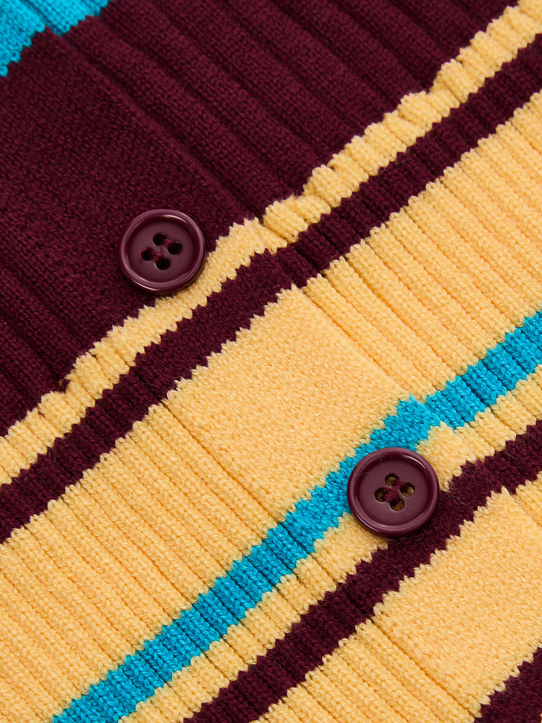 Multi‑Stripe Ribbed Collared Knit Cardigan