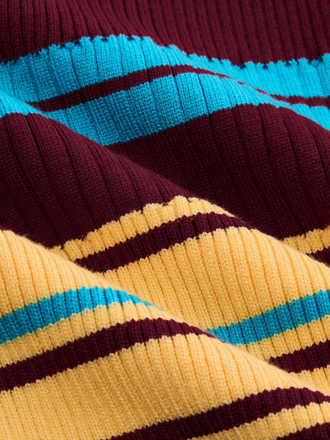 Multi‑Stripe Ribbed Collared Knit Cardigan