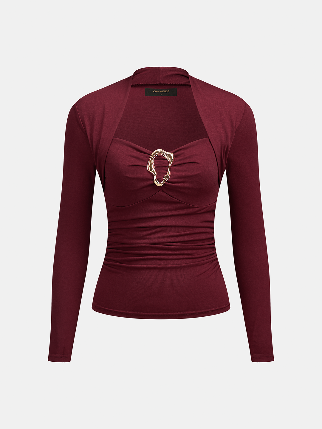 Metal Buckle Square Neck Fitted Top