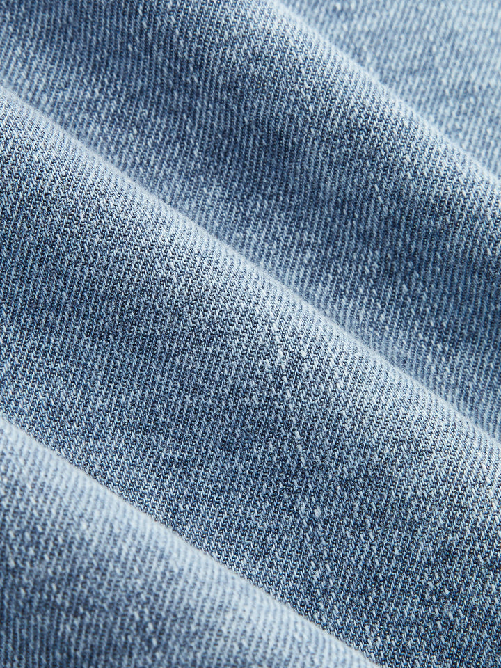 Tie-Neck Denim Long Sleeve Shirt