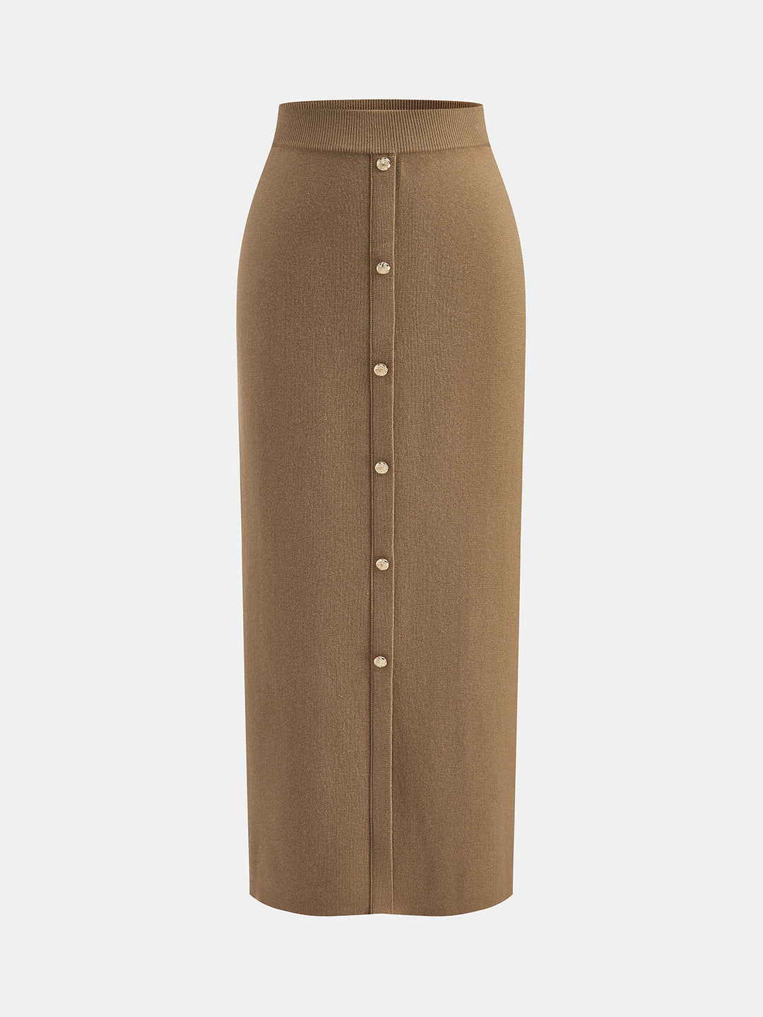 Metal Button Knit Top Pencil Midi Skirt Co‑ord