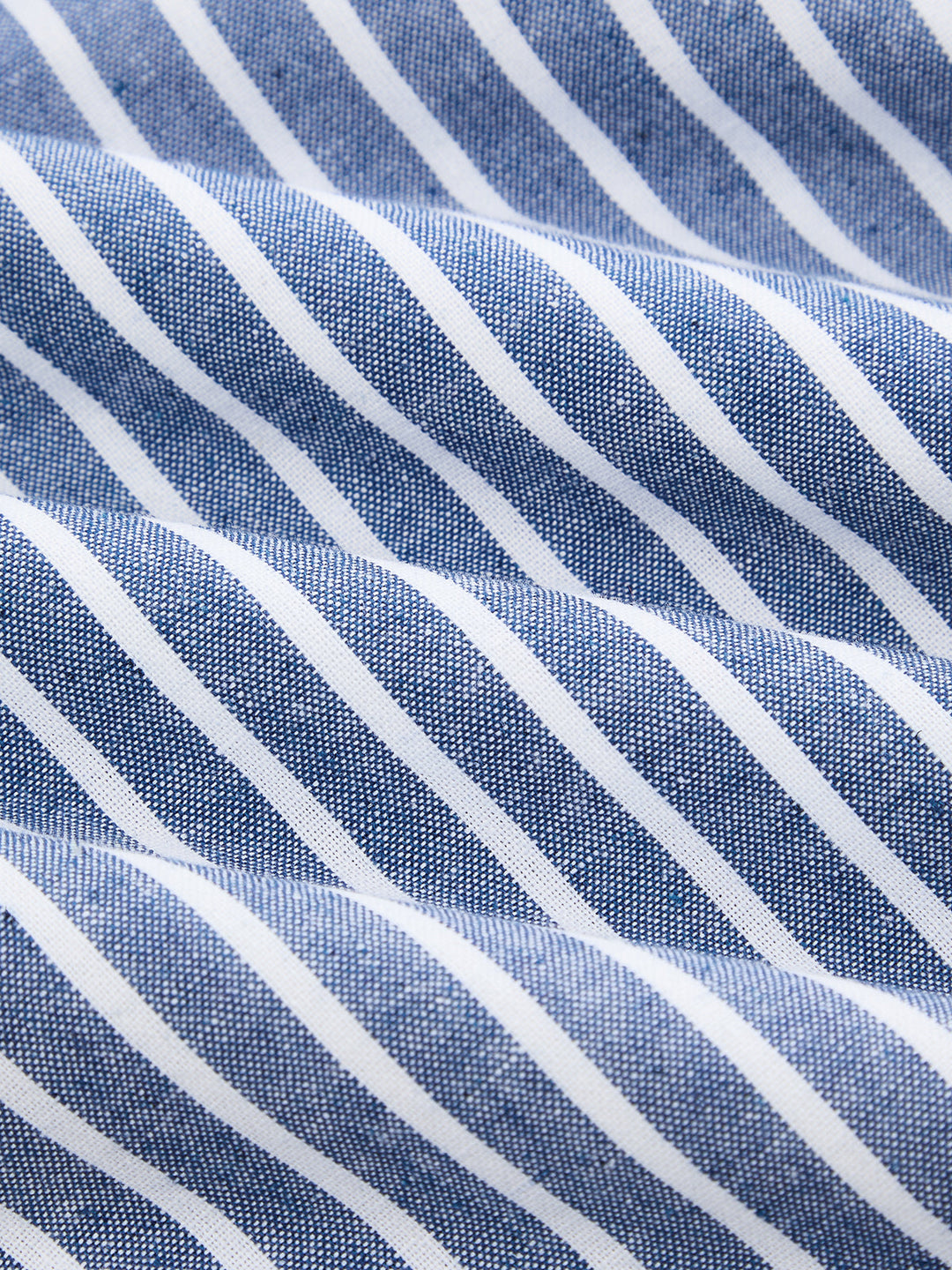 Striped Button Detail Cropped Cotton Linen Blouse
