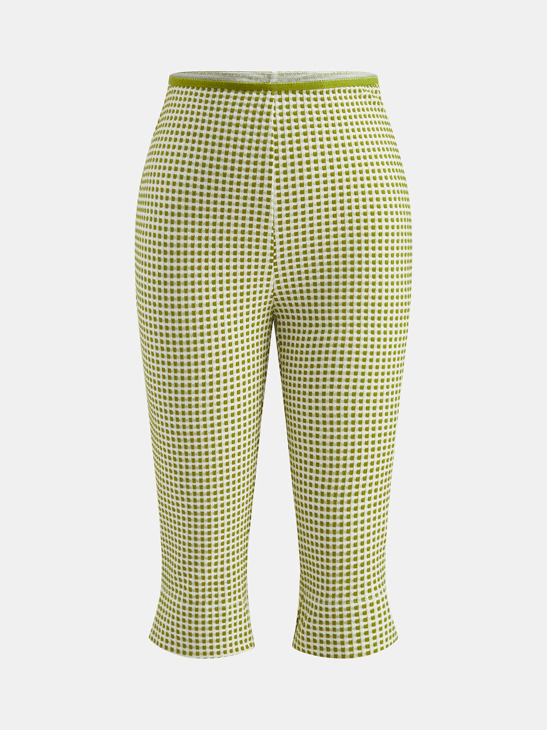 Waffle Grid Knit Flare Capri Pants