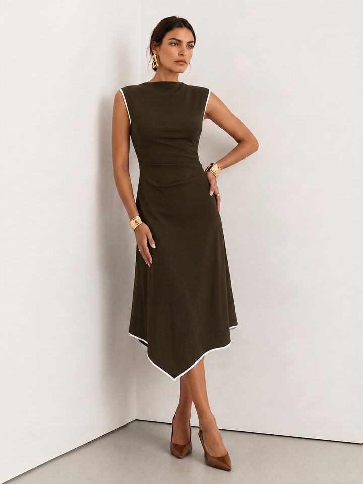 Sleeveless Contrast Edge Irregular Hem Dress