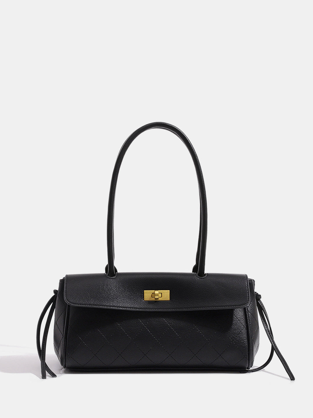 Quilted Turn-Lock Shoulder Handbag