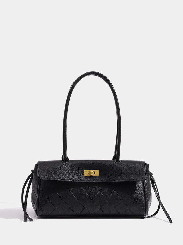Quilted Turn-Lock Shoulder Handbag