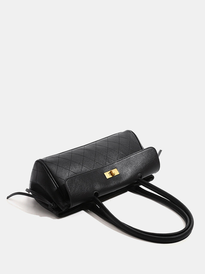 Quilted Turn-Lock Shoulder Handbag