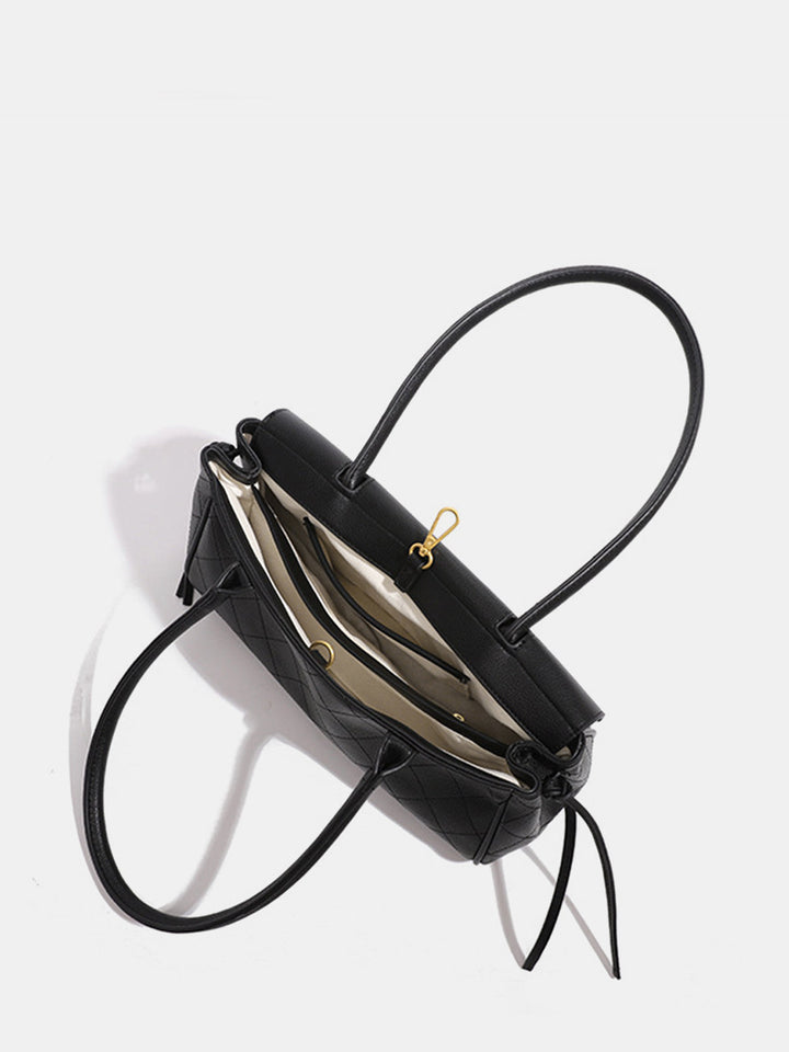 Quilted Turn-Lock Shoulder Handbag
